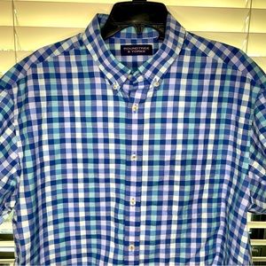 Roundtree & Yorke Plaid Short Sleeve Button Down Shirt Sz XL